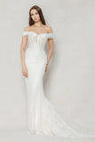 Trumpet-Mermaid Court Train Lace Wedding Dress CW3637 - COCOMELODY