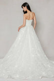 A-Line Court Train Stretch Satin Lace Tulle Wedding Dress CW3638 - COCOMELODY