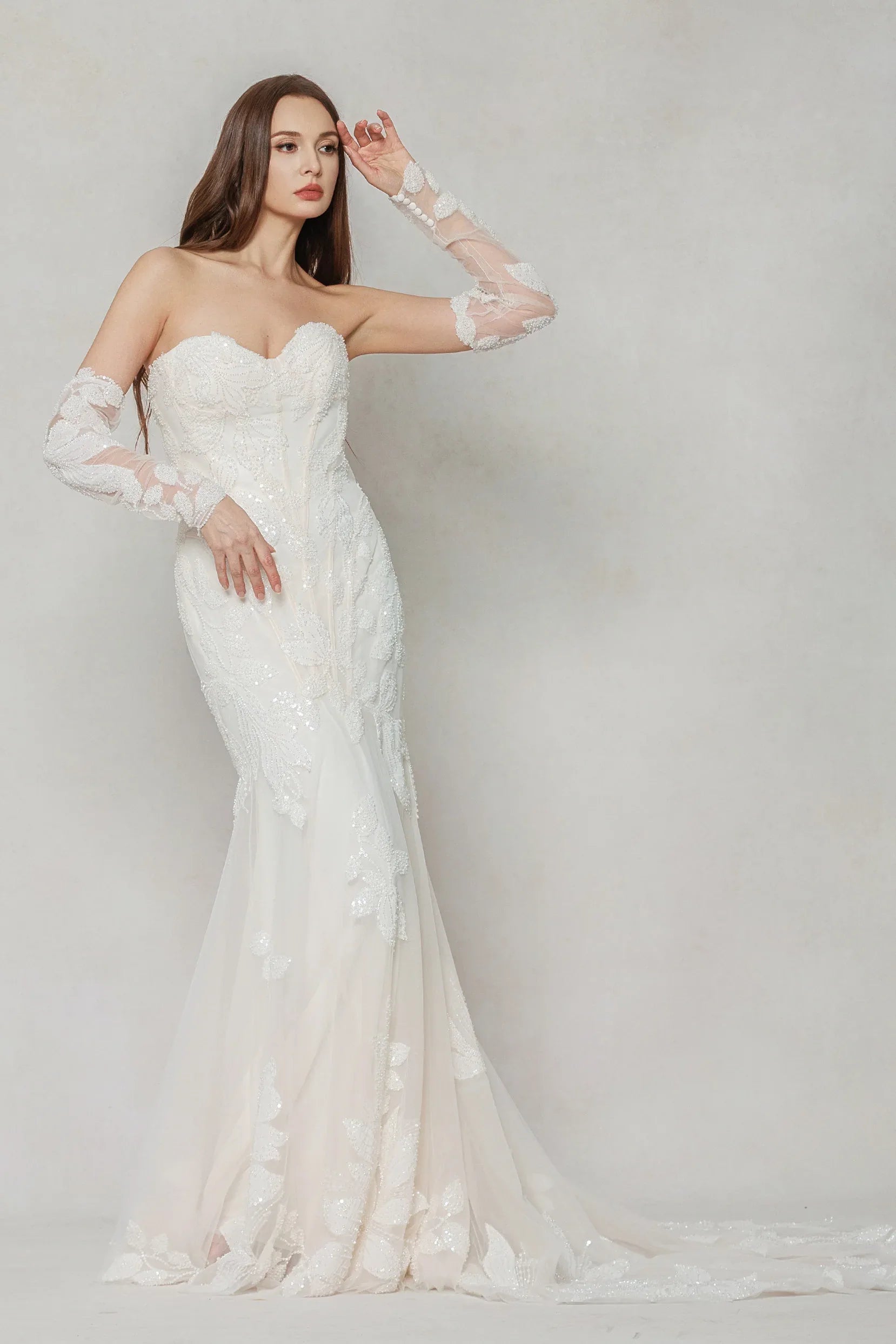 Trumpet-Mermaid Court Train Tulle Wedding Dress CW3639 - COCOMELODY