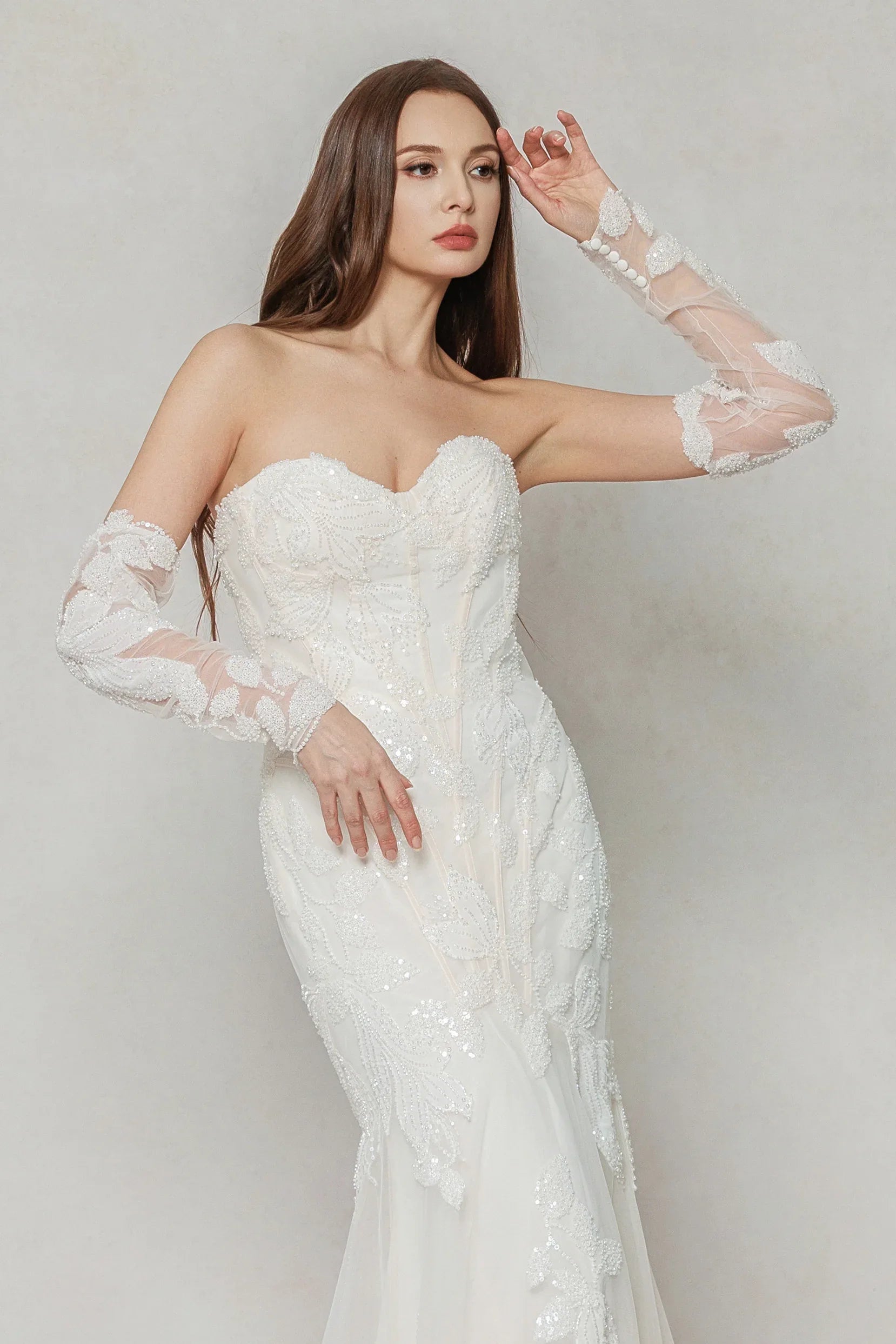 Trumpet-Mermaid Court Train Tulle Wedding Dress CW3639 - COCOMELODY