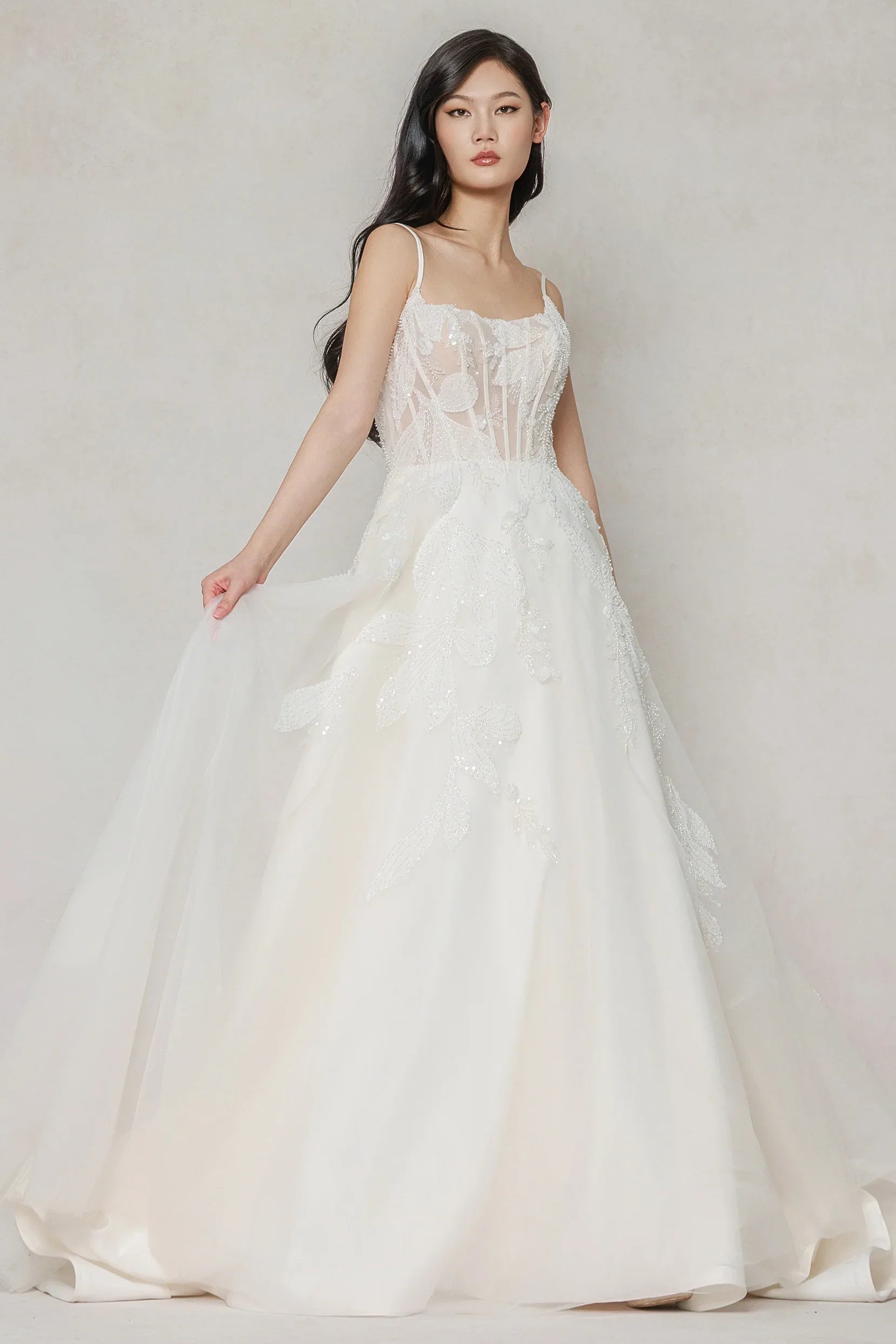 A-Line Court Train Tulle Wedding Dress CW3640 - COCOMELODY