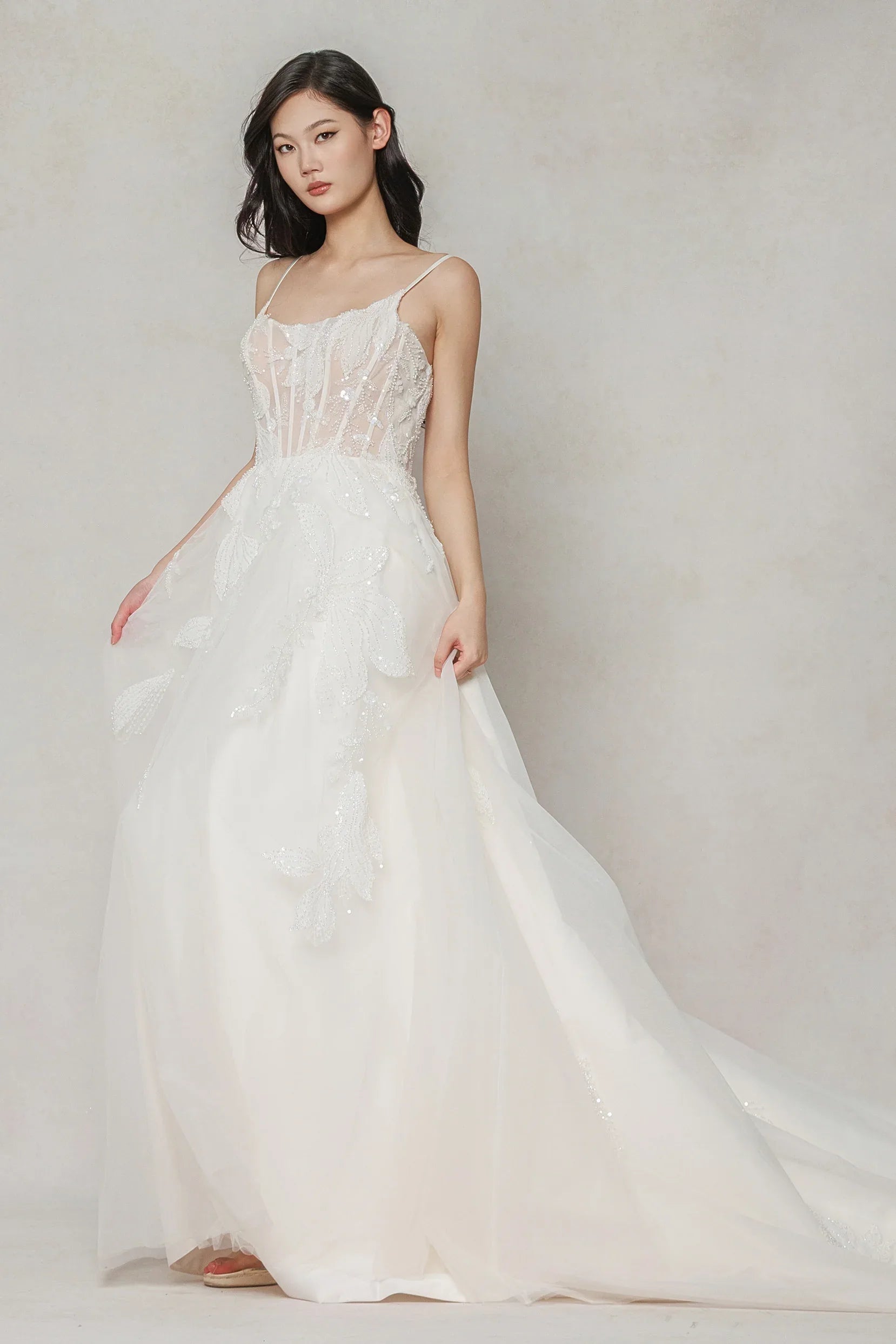 A-Line Court Train Tulle Wedding Dress CW3640 - COCOMELODY