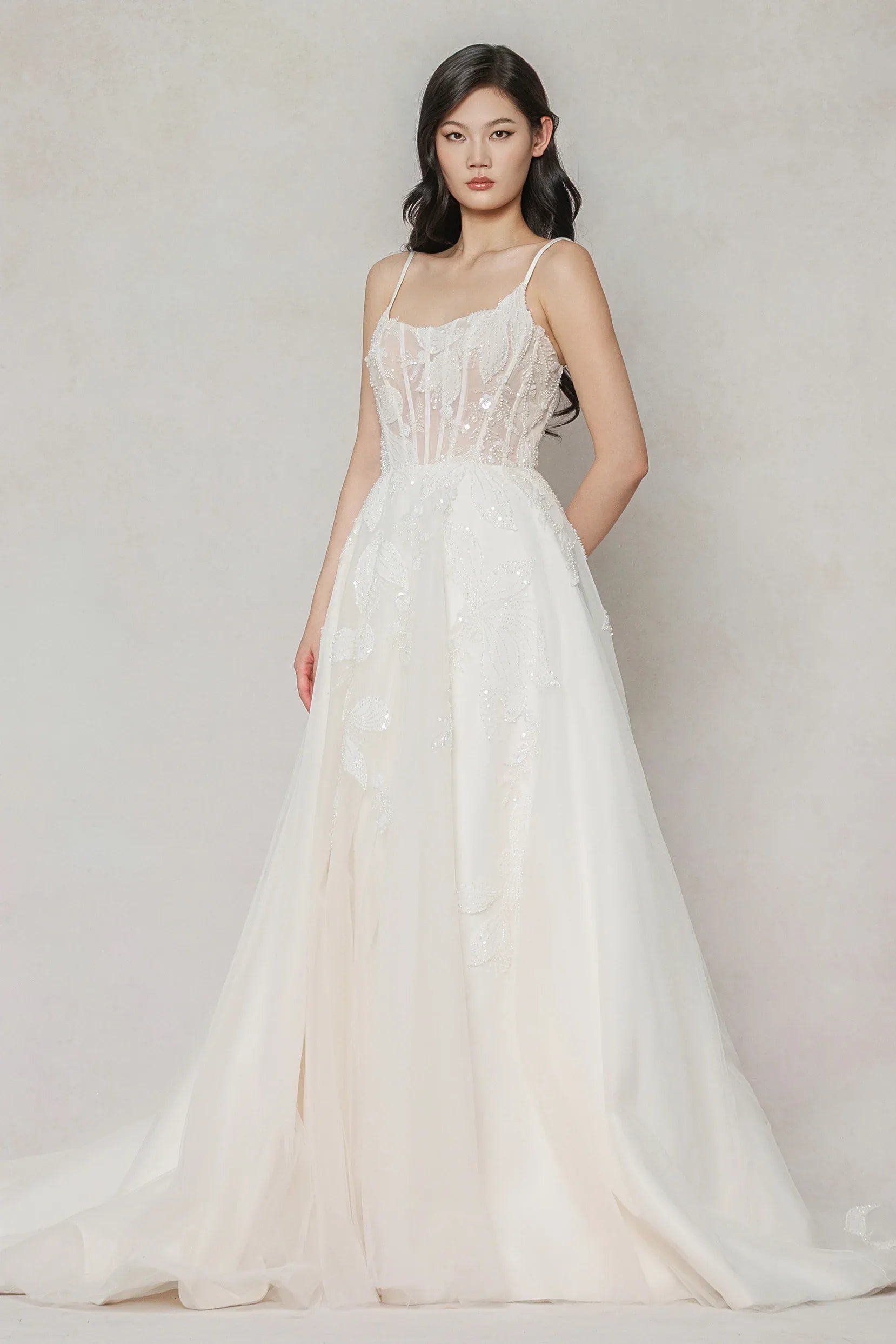 A-Line Court Train Tulle Wedding Dress CW3640 - COCOMELODY