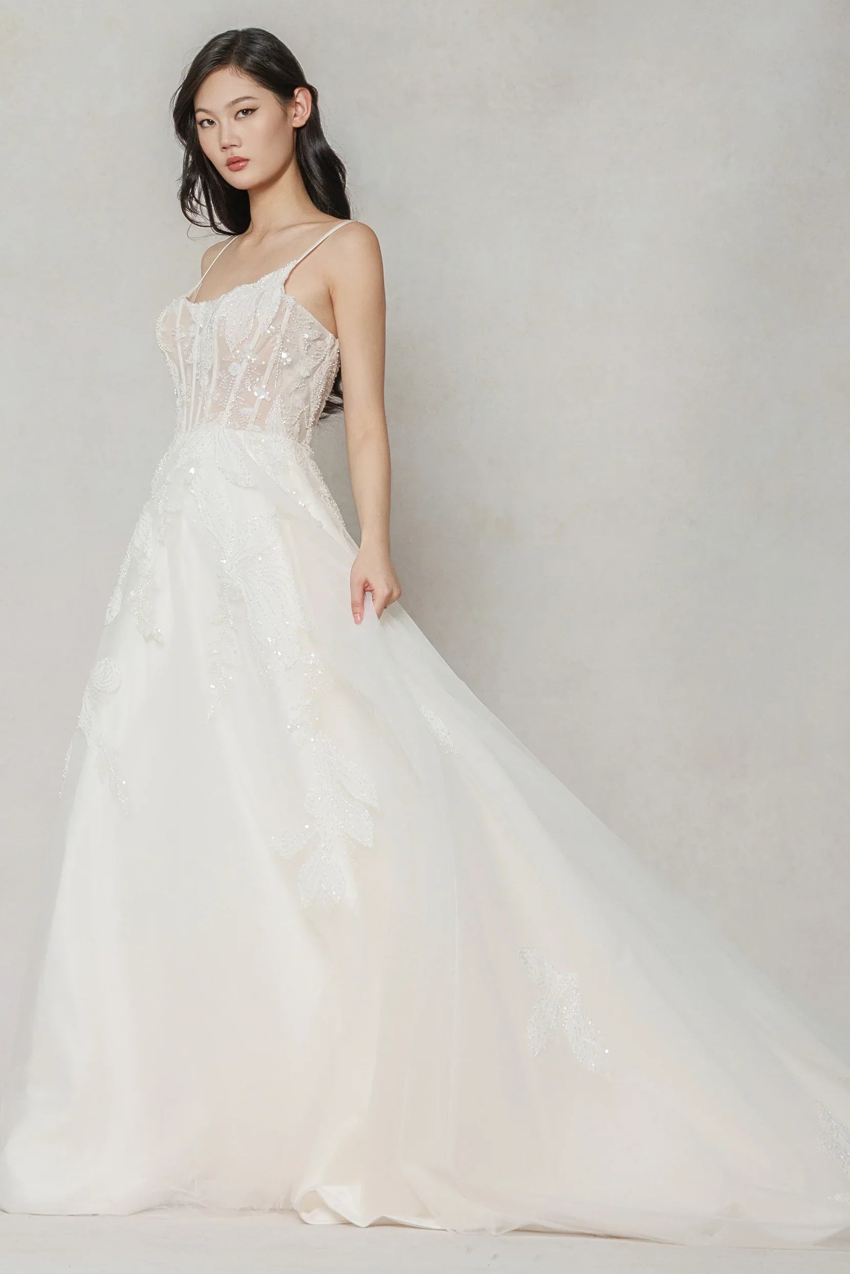 A-Line Court Train Tulle Wedding Dress CW3640 - COCOMELODY