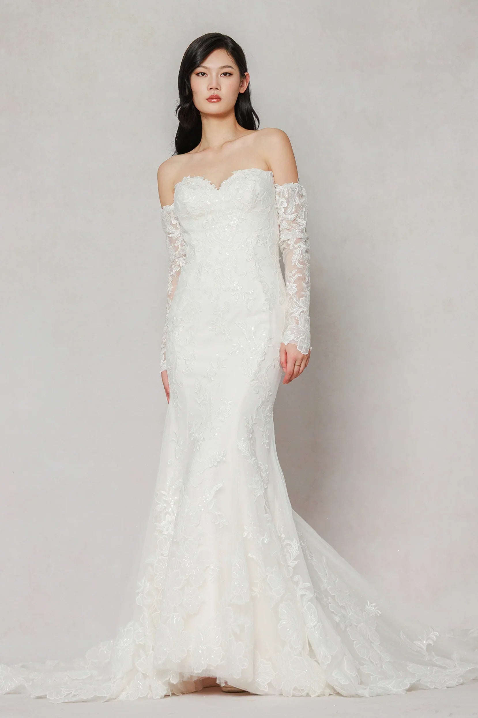 Trumpet-Mermaid Chapel Train Tulle Wedding Dress CW3641 - COCOMELODY