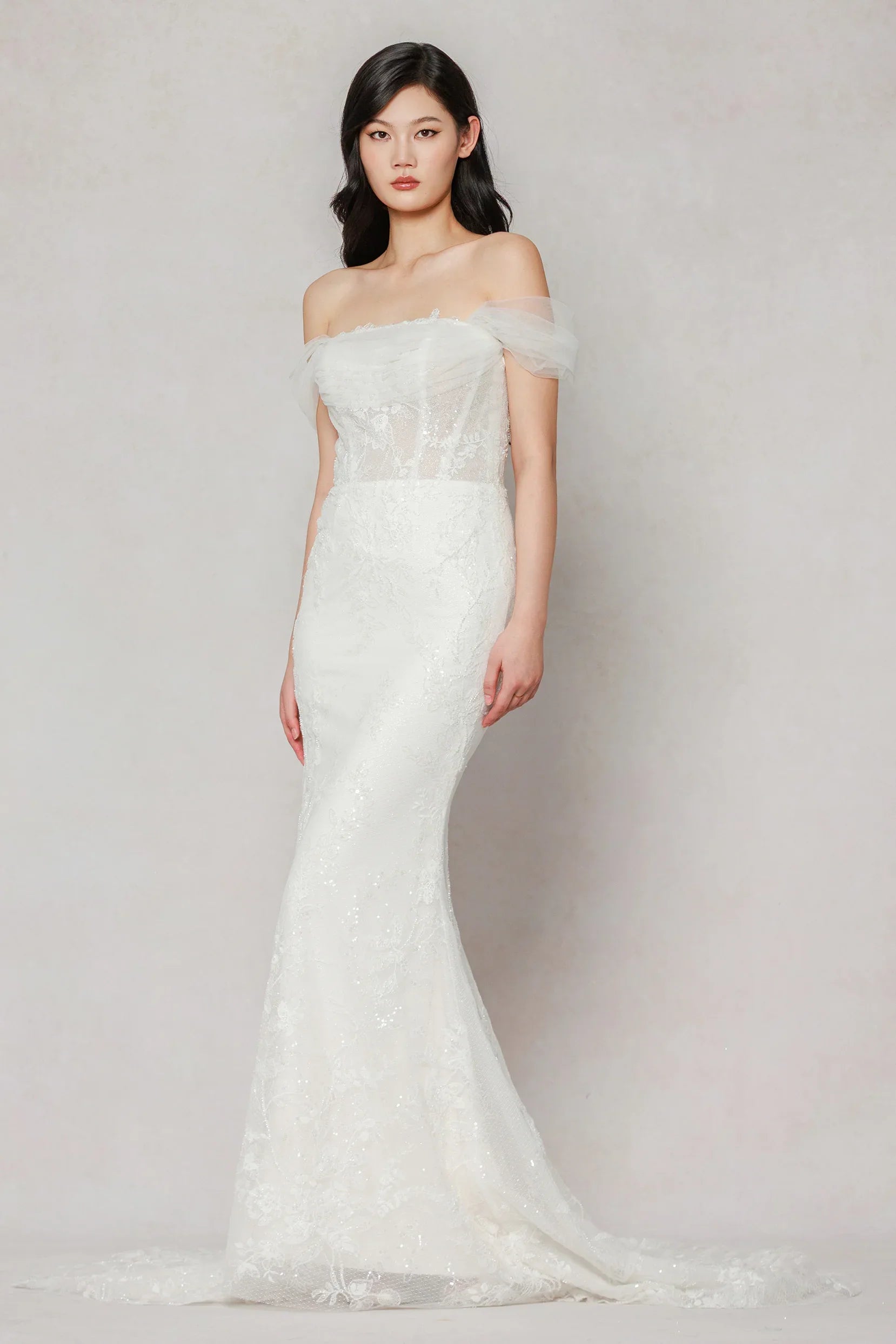 Trumpet-Mermaid Court Train Tulle Wedding Dress CW3642 - COCOMELODY