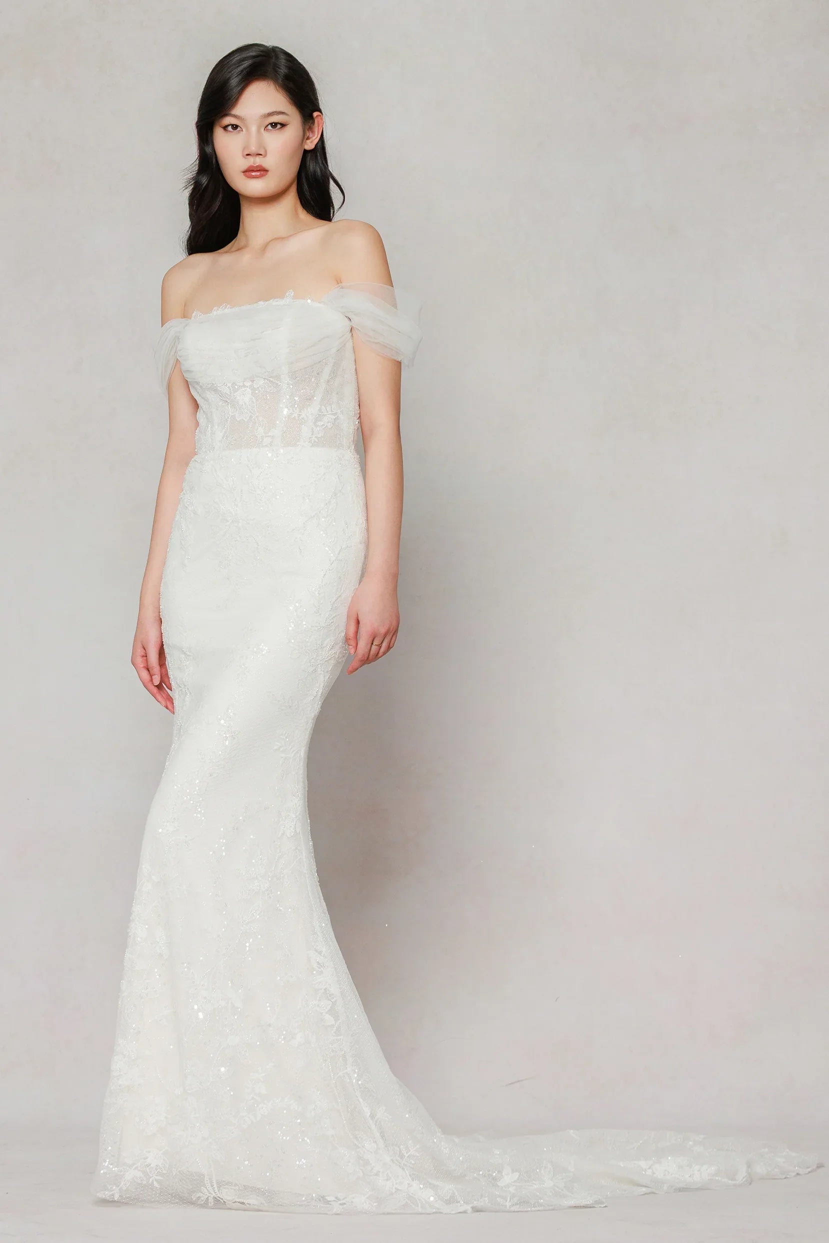 Trumpet-Mermaid Court Train Tulle Wedding Dress CW3642 - COCOMELODY