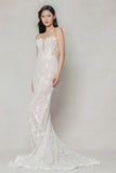 Trumpet-Mermaid Court Train Lace Wedding Dress CW3643 - COCOMELODY