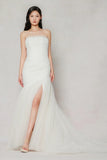 Trumpet-Mermaid Court Train Dot Tulle Wedding Dress CW3644 - COCOMELODY
