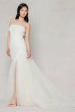 Trumpet-Mermaid Court Train Dot Tulle Wedding Dress CW3644 - COCOMELODY