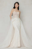 Trumpet-Mermaid Court Train Lace Tulle Wedding Dress CW3645 - COCOMELODY