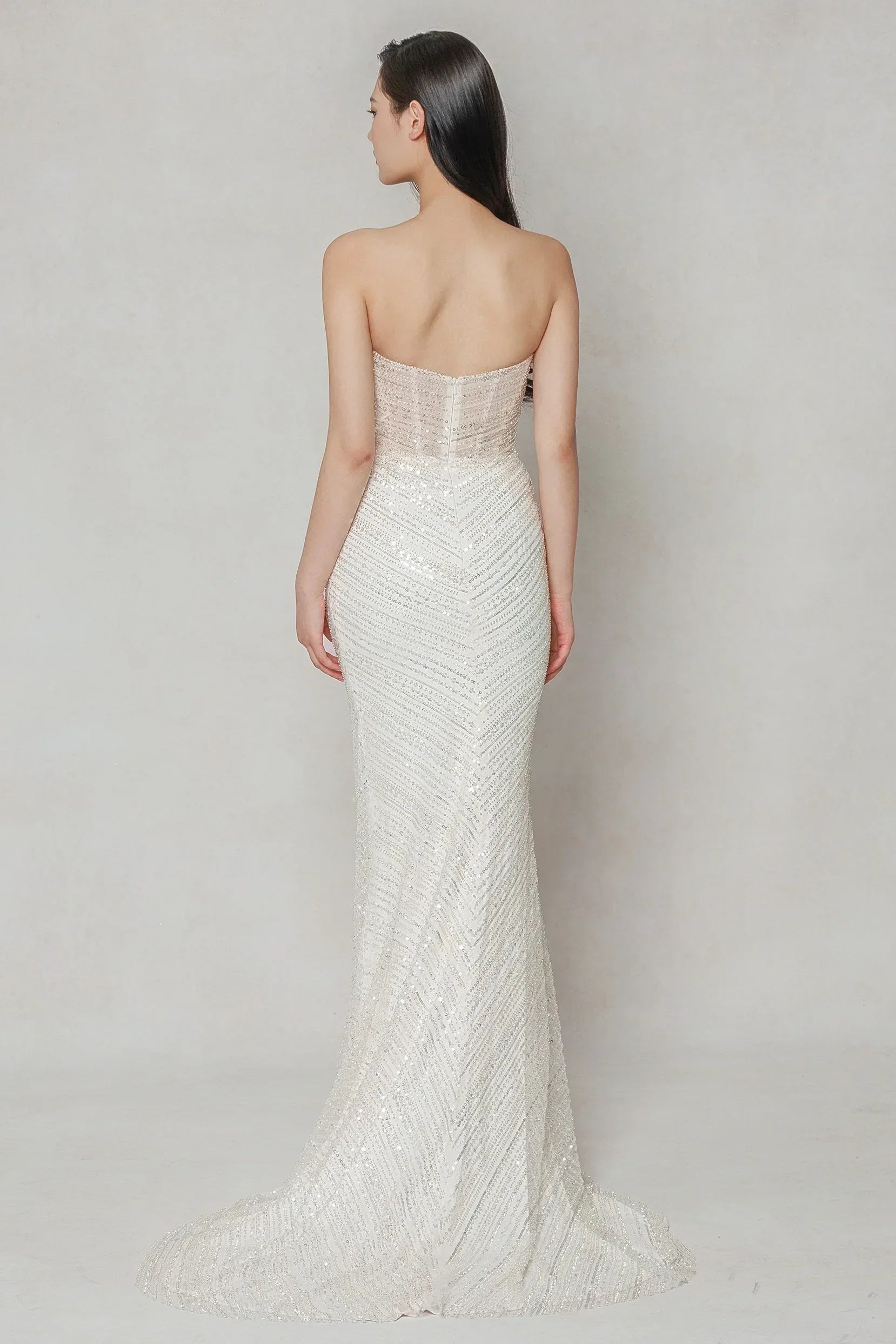 Trumpet-Mermaid Court Train Lace Tulle Wedding Dress CW3645 - COCOMELODY