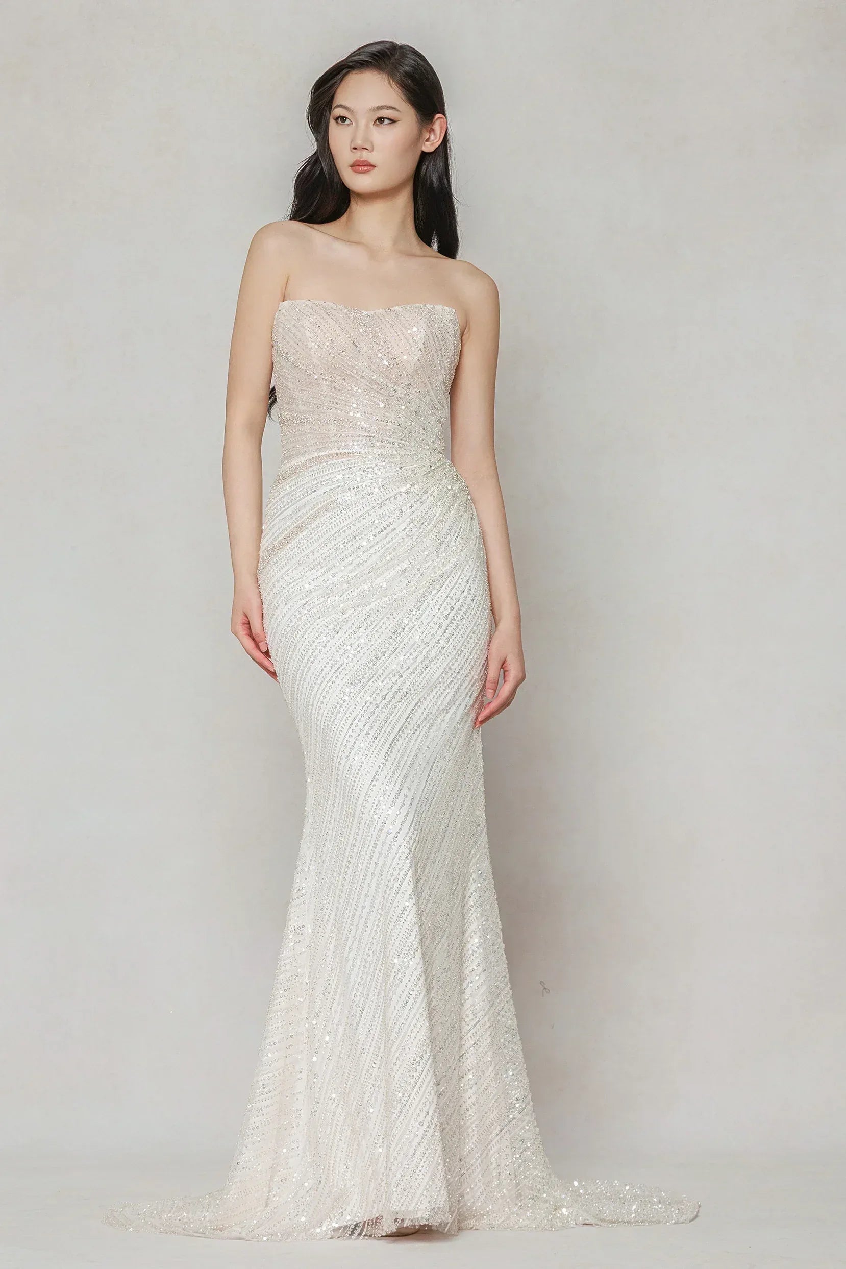 Trumpet-Mermaid Court Train Lace Tulle Wedding Dress CW3645 - COCOMELODY