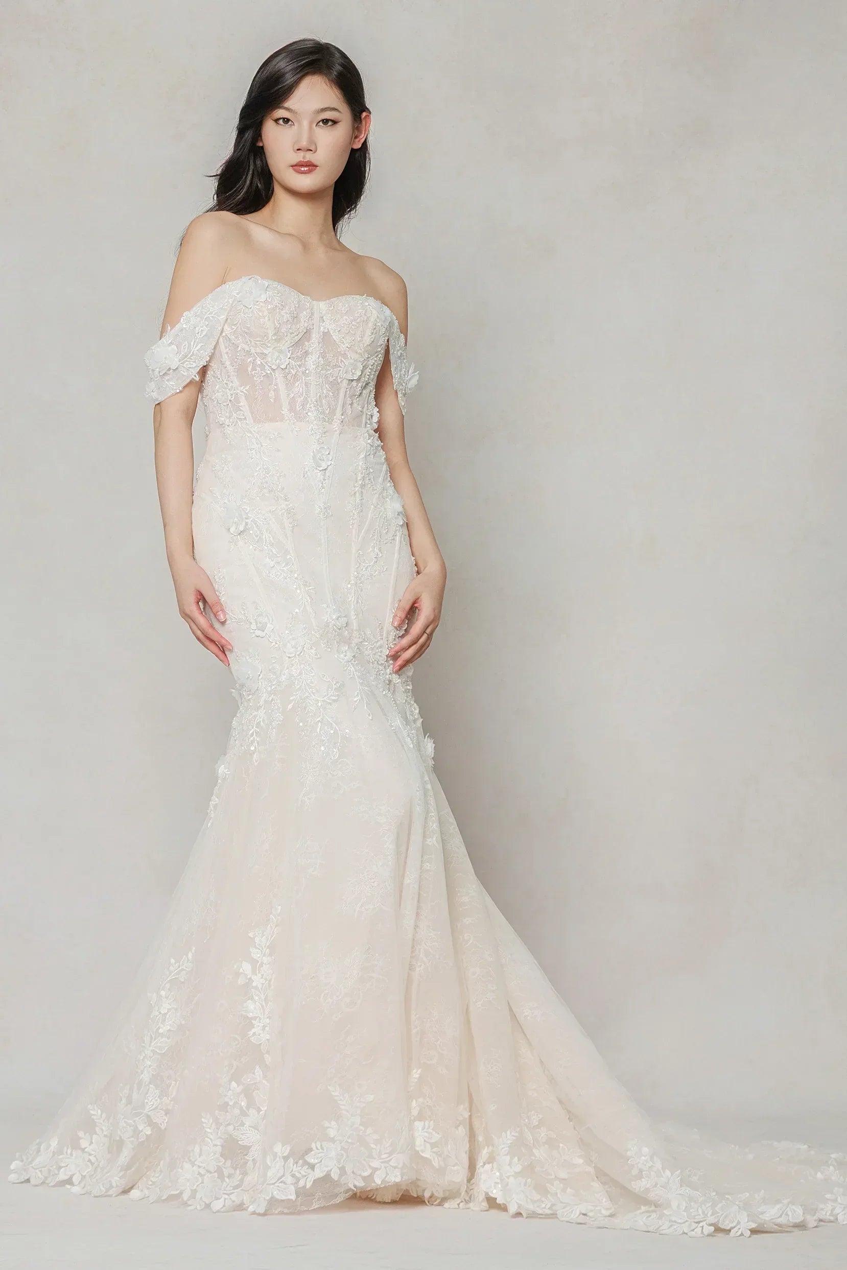 Trumpet-Mermaid Court Train Tulle Wedding Dress CW3648 - COCOMELODY