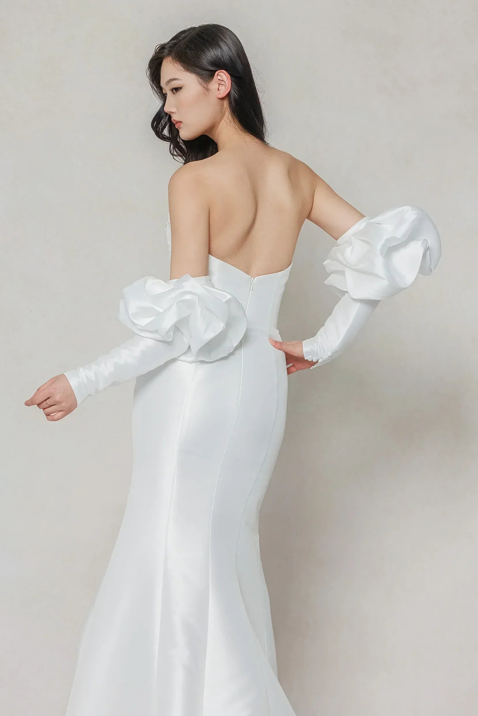 Trumpet-Mermaid Court Train Mikado Wedding Dress CW3649 - COCOMELODY