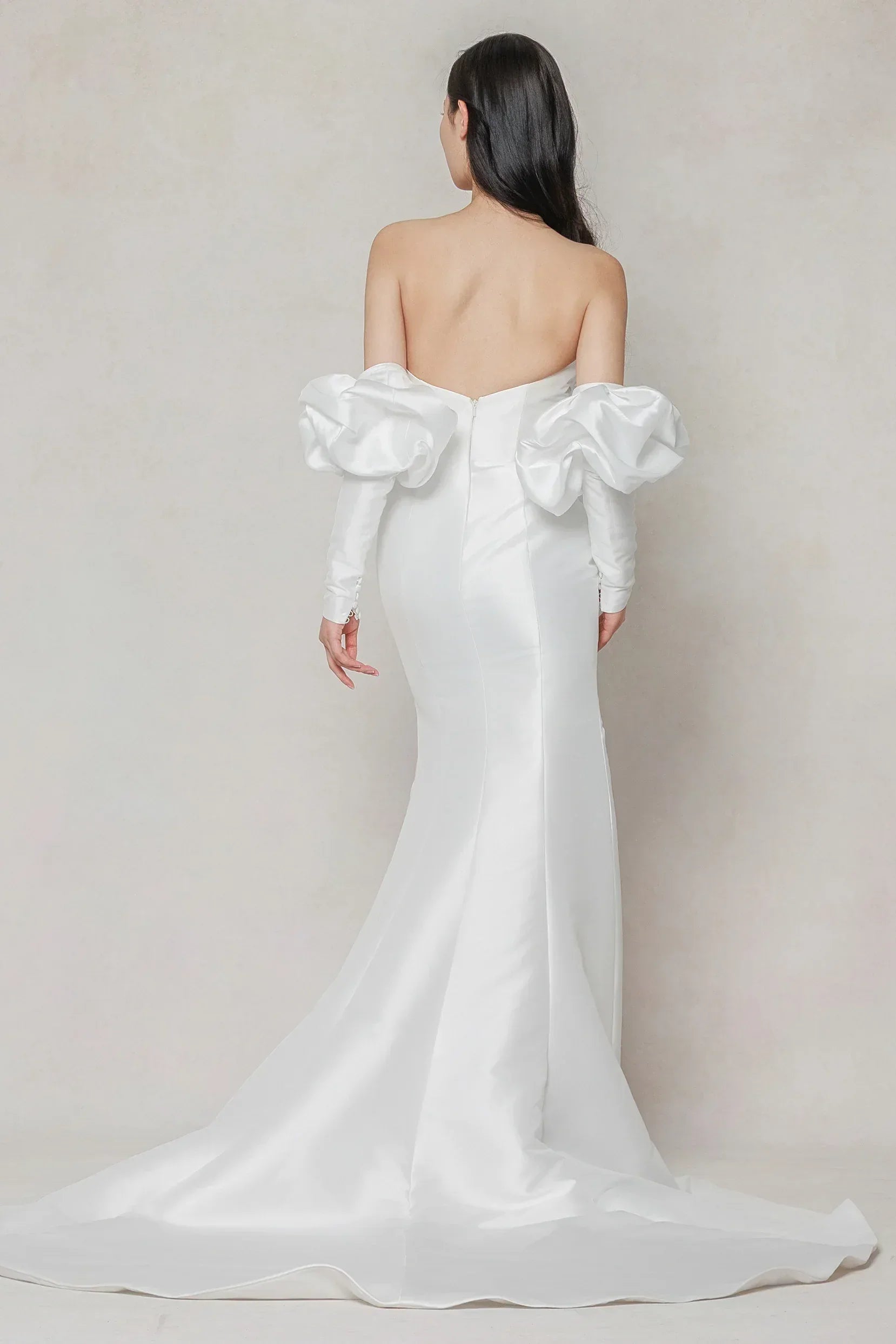 Trumpet-Mermaid Court Train Mikado Wedding Dress CW3649 - COCOMELODY