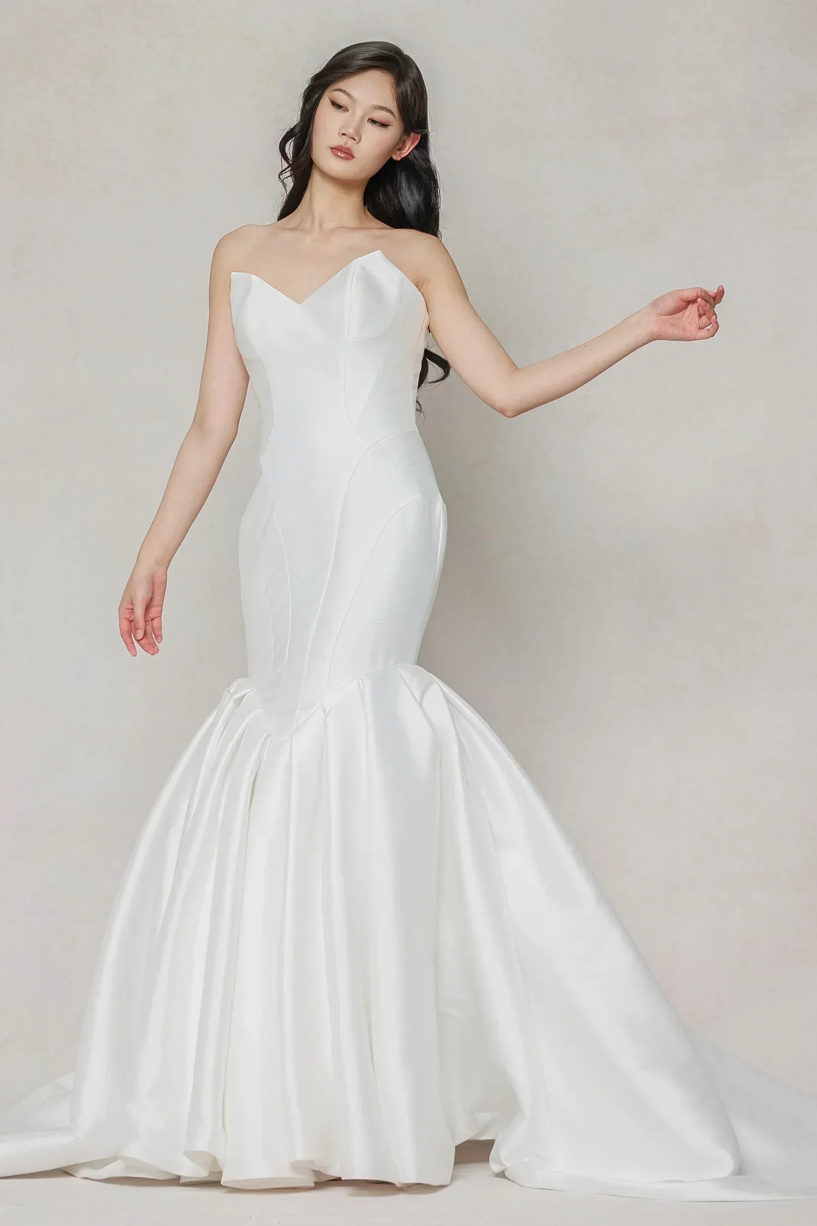 Trumpet-Mermaid Court Train Mikado Wedding Dress CW3650 - COCOMELODY
