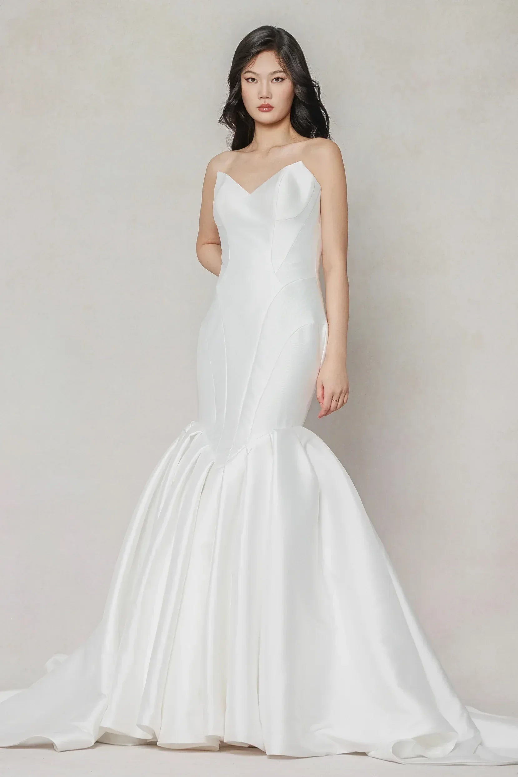Trumpet-Mermaid Court Train Mikado Wedding Dress CW3650 - COCOMELODY