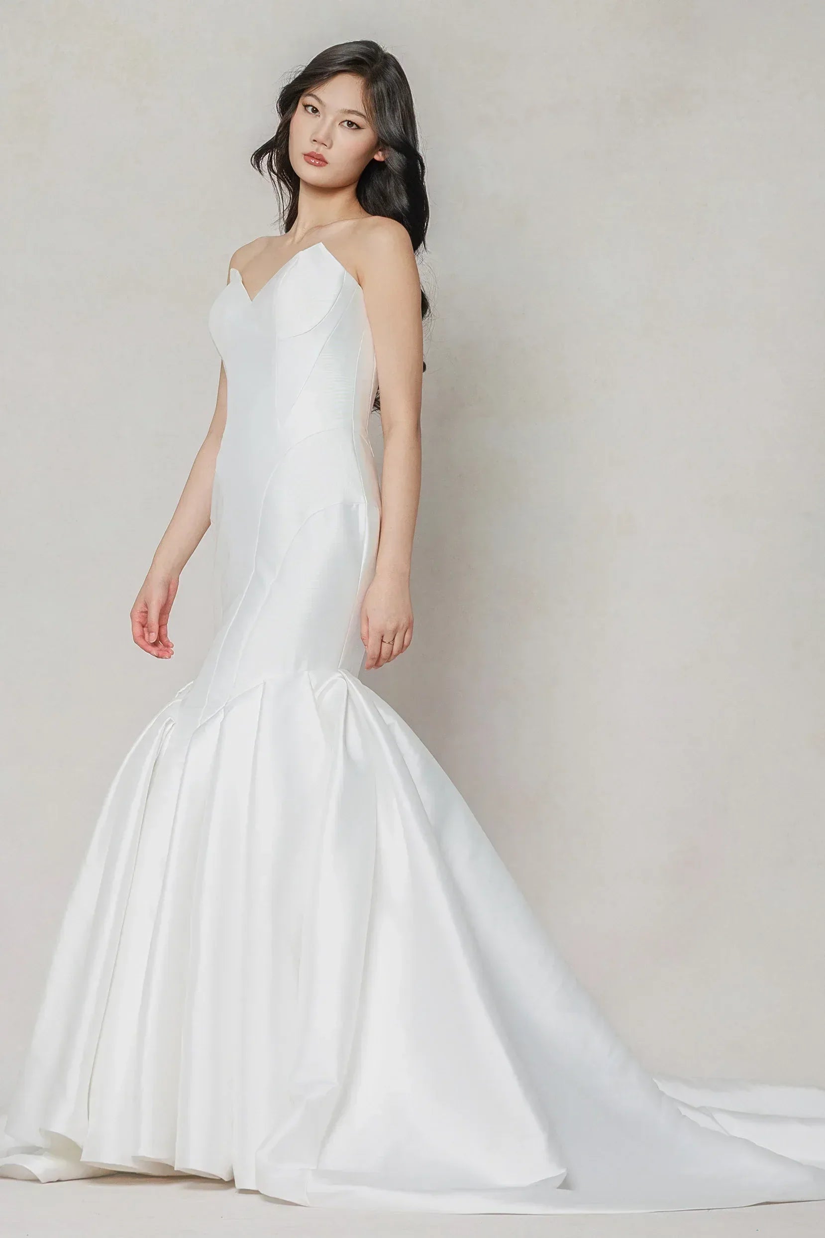 Trumpet-Mermaid Court Train Mikado Wedding Dress CW3650 - COCOMELODY