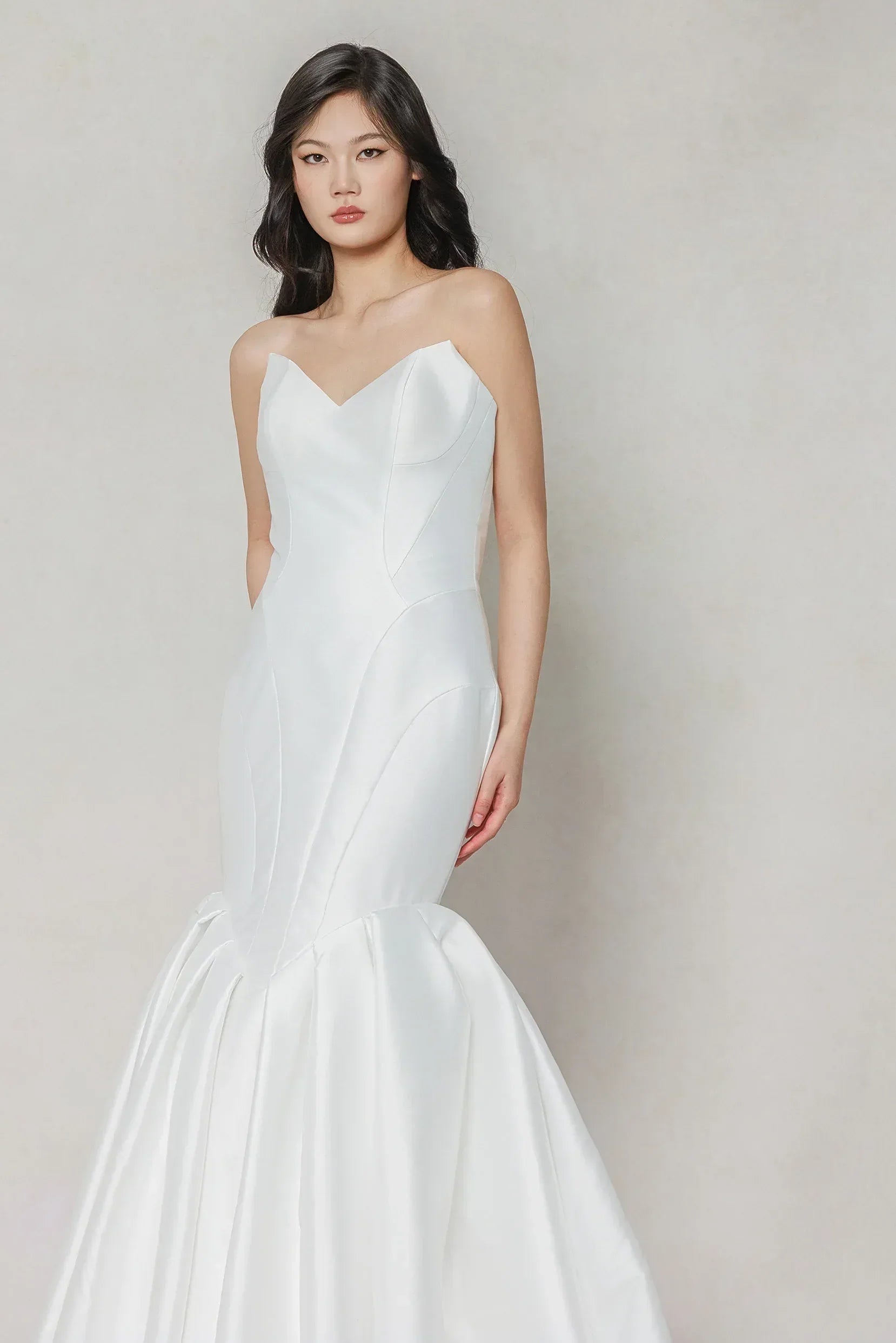 Trumpet-Mermaid Court Train Mikado Wedding Dress CW3650 - COCOMELODY