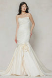 Trumpet-Mermaid Court Train Satin Wedding Dress CW3651 - COCOMELODY