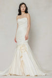 Trumpet-Mermaid Court Train Satin Wedding Dress CW3651 - COCOMELODY