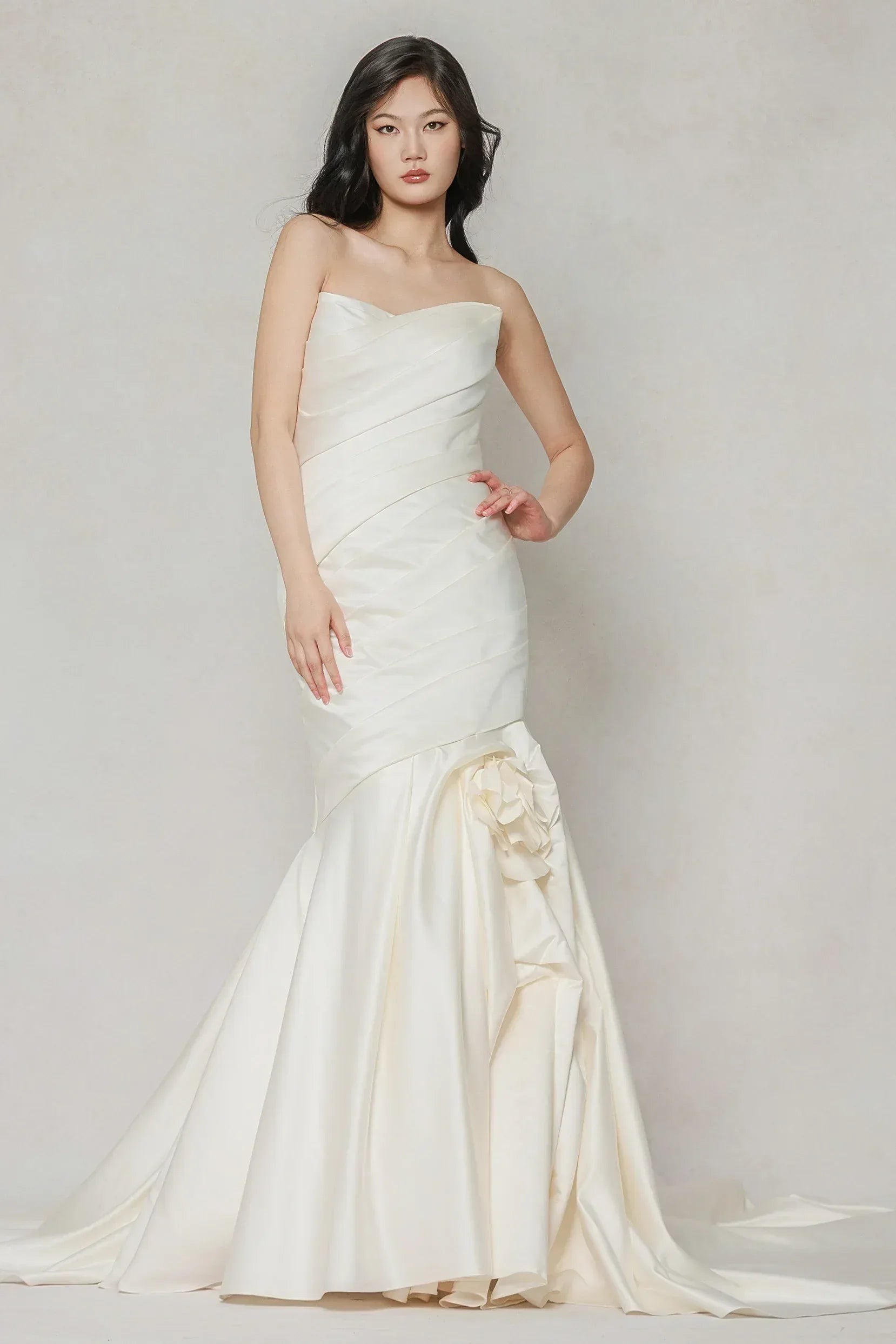 Trumpet-Mermaid Court Train Satin Wedding Dress CW3651 - COCOMELODY