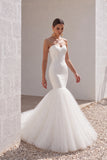 Trumpet-Mermaid Chapel Train Tulle Wedding Dress CWLT16008