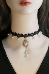 Lace and Alloy Necklaces with Crystals CX0045 - COCOMELODY