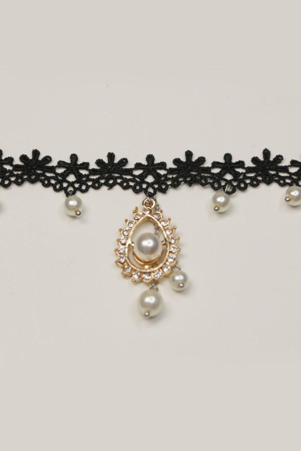 Lace and Alloy Necklaces with Crystals CX0045 - COCOMELODY