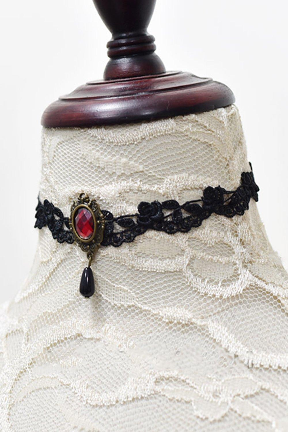 Lace and Alloy Necklaces with Crystals CX0047 - COCOMELODY