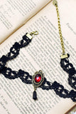 Lace and Alloy Necklaces with Crystals CX0047 - COCOMELODY