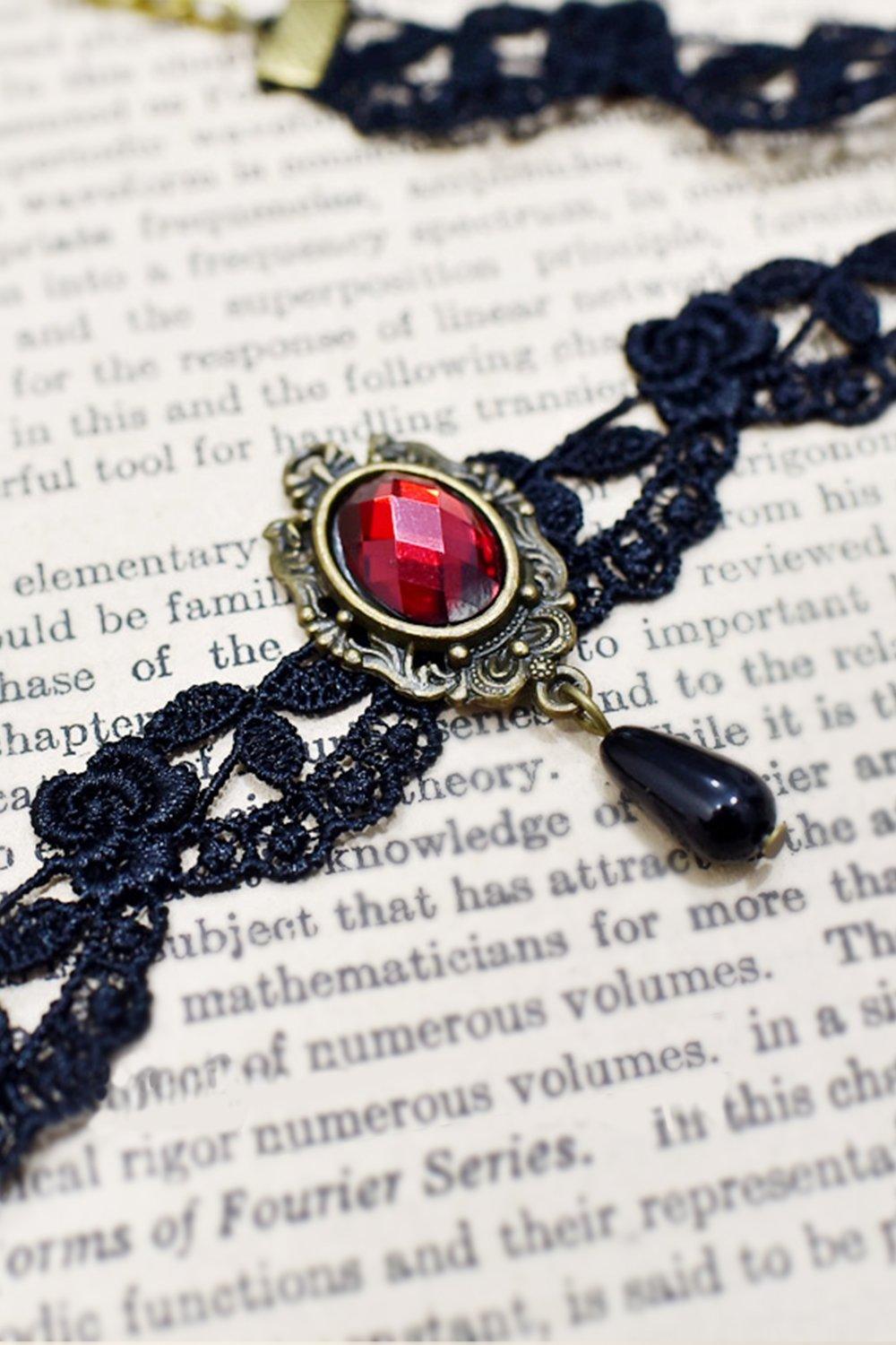 Lace and Alloy Necklaces with Crystals CX0047 - COCOMELODY