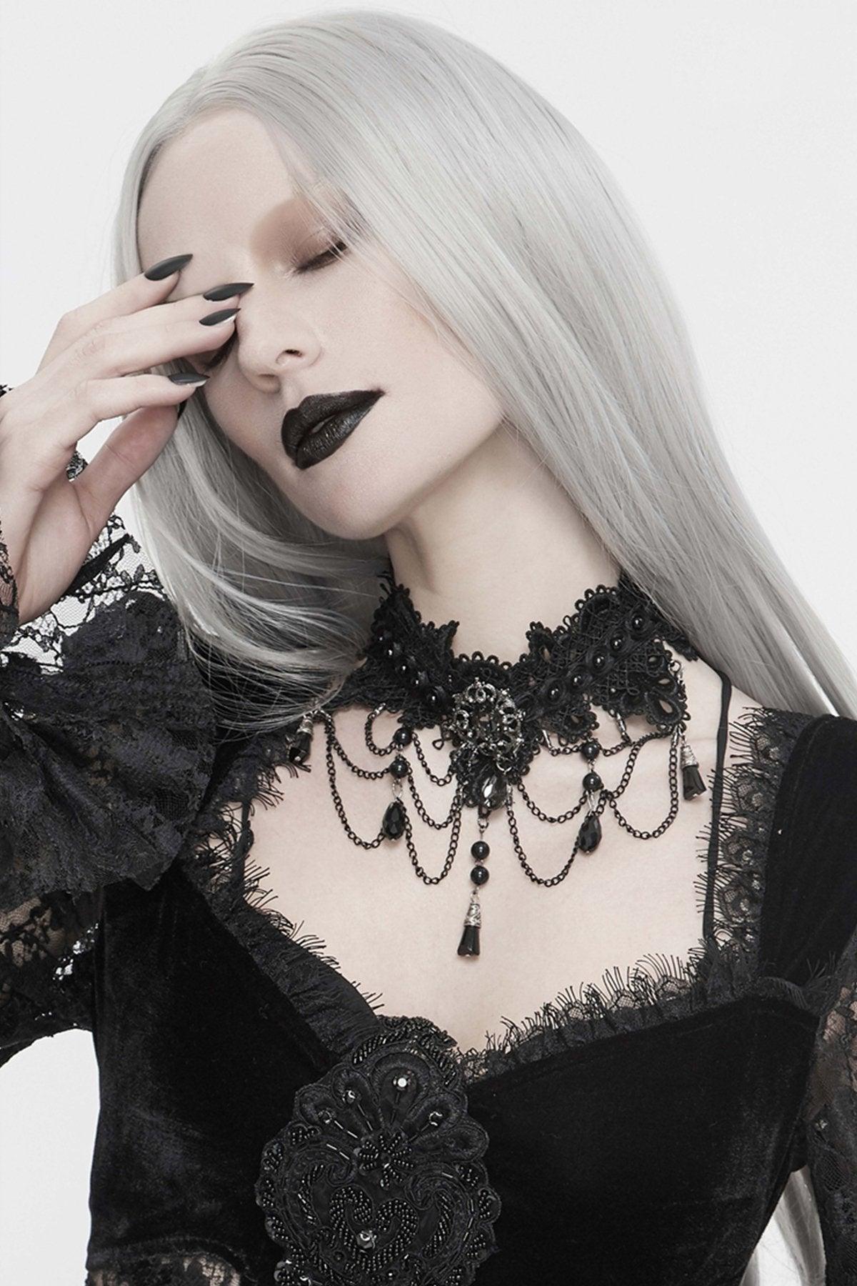 Lace and Alloy Necklaces with Crystals CX0058 - COCOMELODY