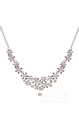 Rhinestone Pearl Wedding Necklace Earrings Jewelry CY0047 - COCOMELODY