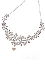 Rhinestone Pearl Wedding Necklace Earrings Jewelry CY0047 - COCOMELODY