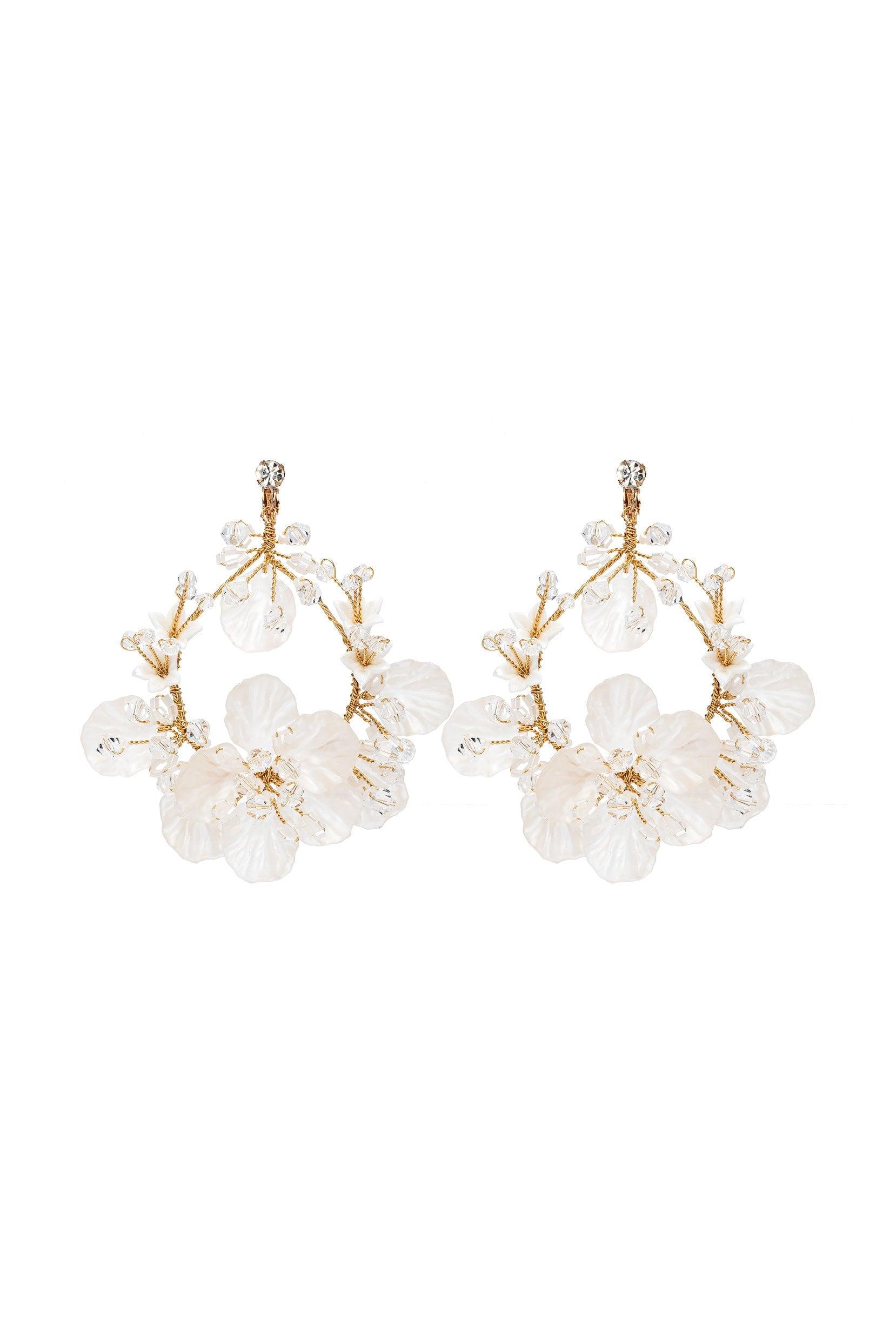Crystals Flower Headpiece Earrings Jewelry CY0057 - COCOMELODY