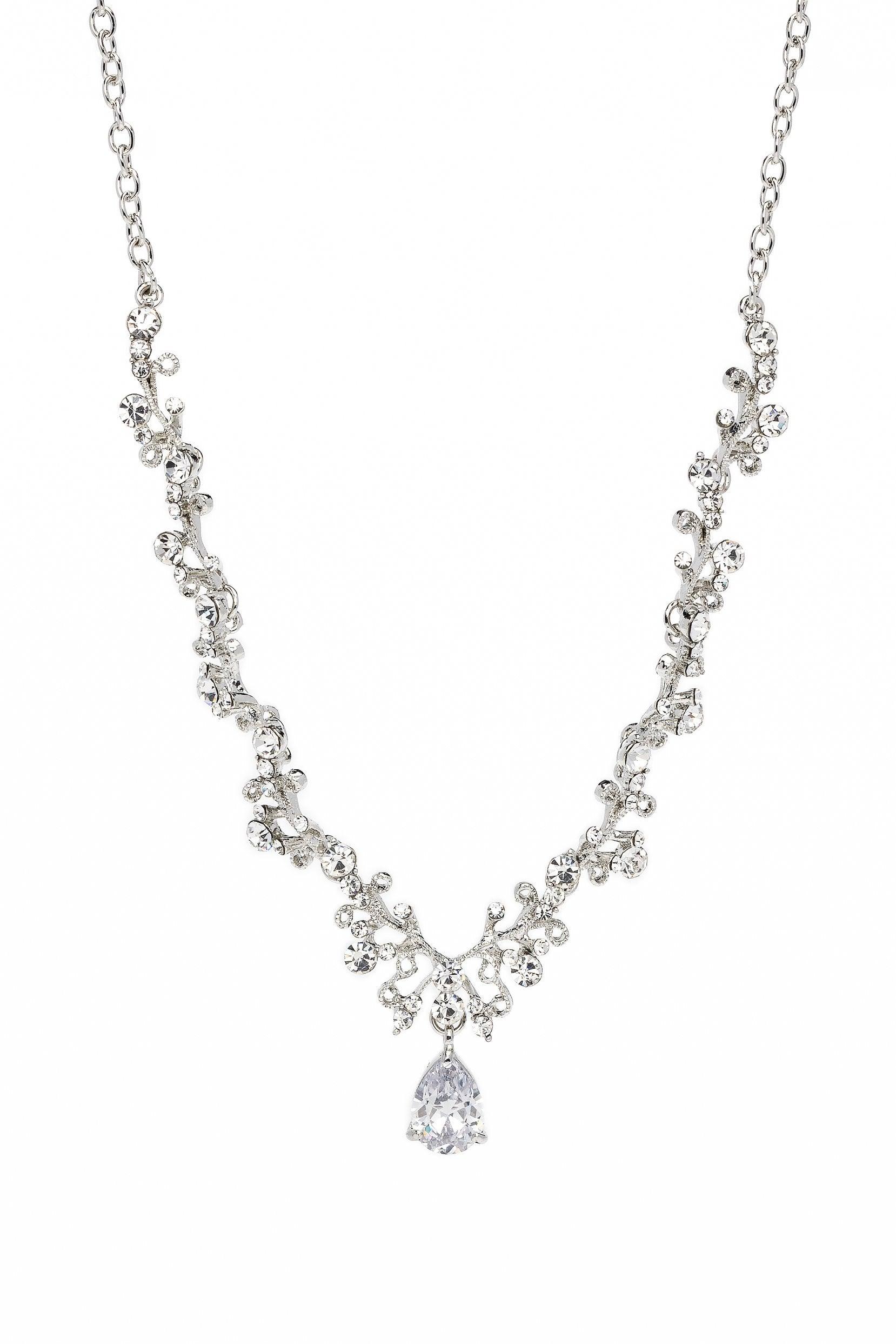 Crystals Rhinestone Tiara Necklace Earrings Jewelry CY0064 - COCOMELODY