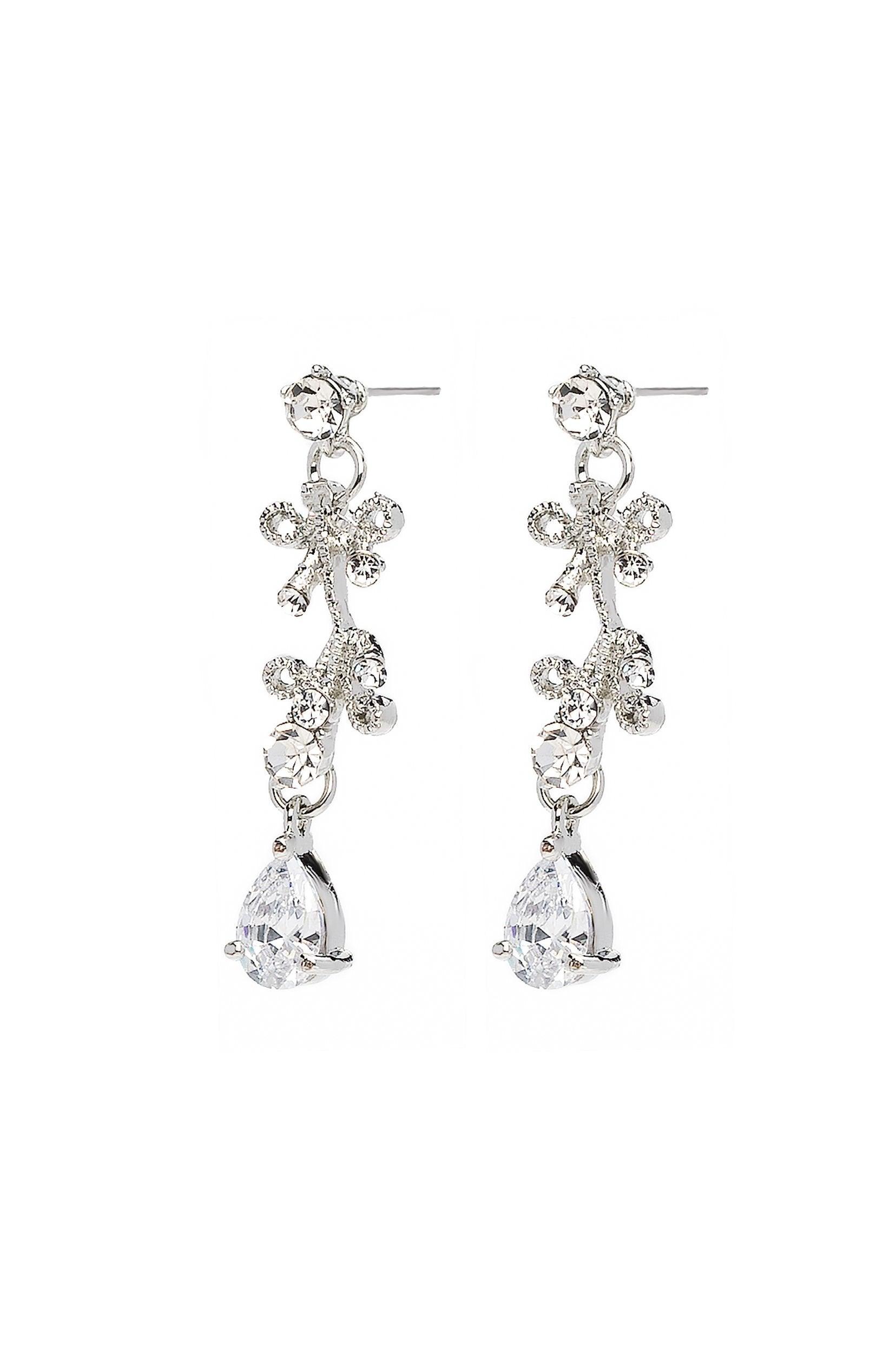 Crystals Rhinestone Tiara Necklace Earrings Jewelry CY0064 - COCOMELODY