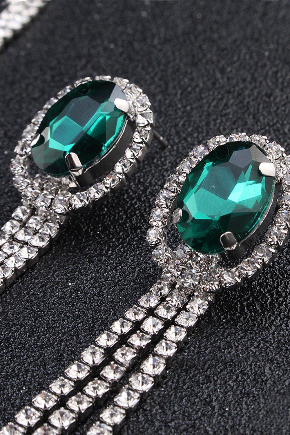 Alloy Rhinestone Necklace Earrings Jewelry CY0070 - COCOMELODY