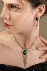 Alloy Rhinestone Necklace Earrings Jewelry CY0070 - COCOMELODY