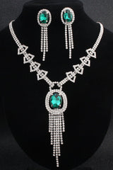 Alloy Rhinestone Necklace Earrings Jewelry CY0070 - COCOMELODY
