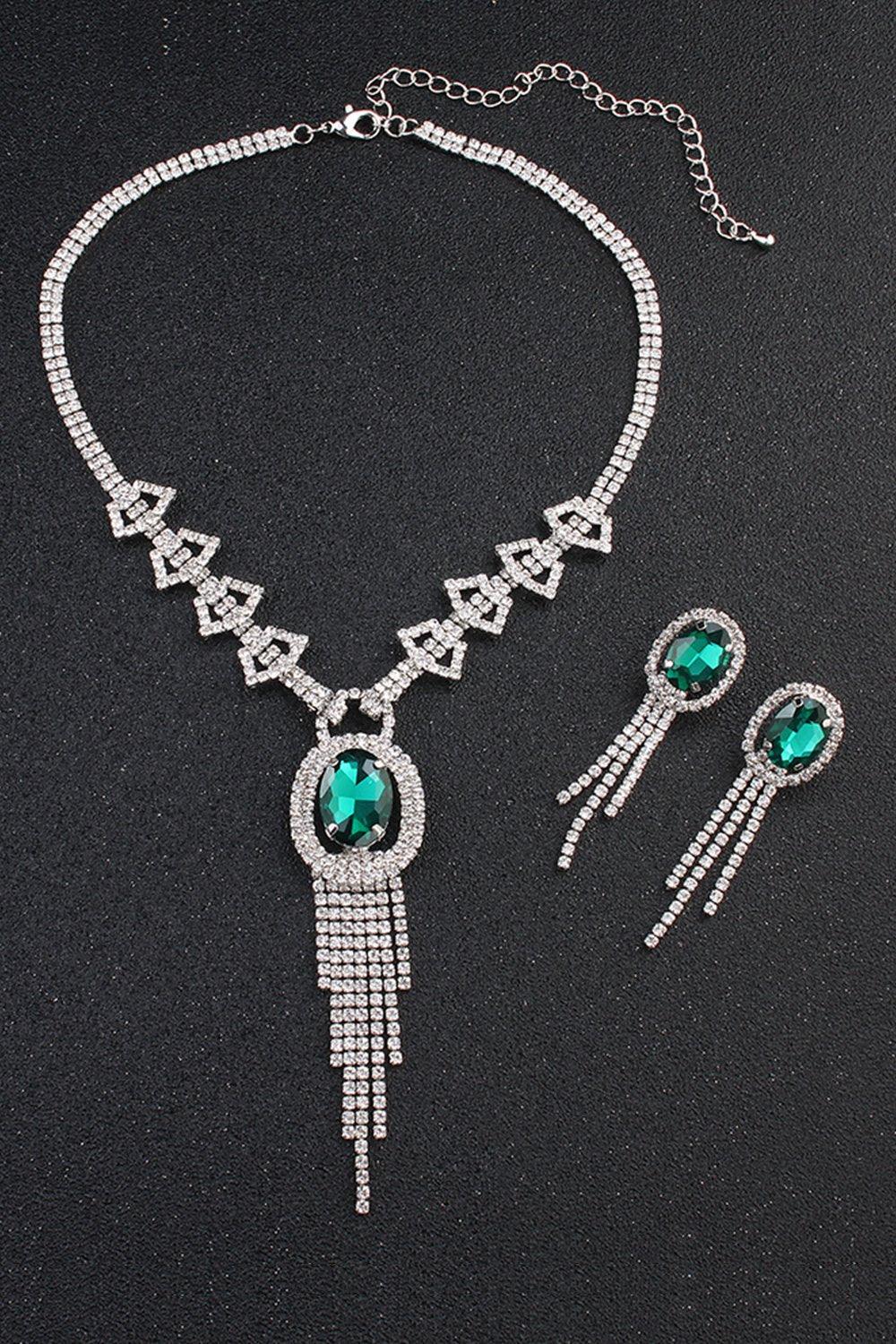 Alloy Rhinestone Necklace Earrings Jewelry CY0070 - COCOMELODY