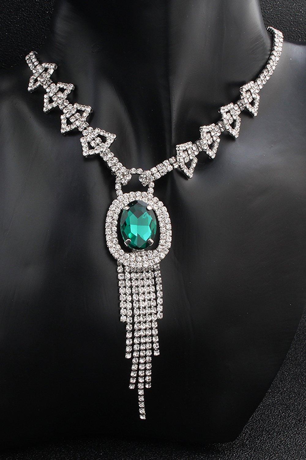 Alloy Rhinestone Necklace Earrings Jewelry CY0070 - COCOMELODY
