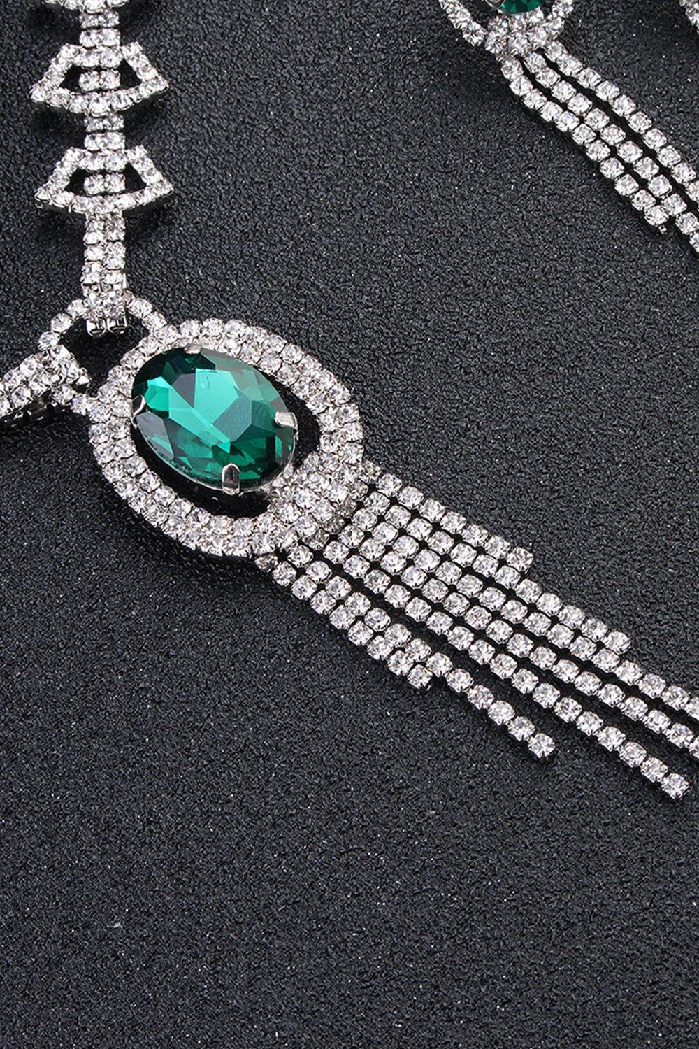 Alloy Rhinestone Necklace Earrings Jewelry CY0070 - COCOMELODY