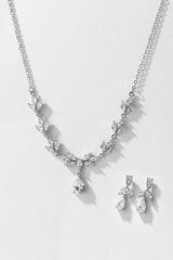 Brass Zircon Necklace Earrings Jewelry CY0081 - COCOMELODY