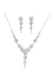 Brass Zircon Necklace Earrings Jewelry CY0082 - COCOMELODY