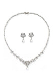 Alloy Zircon Pearl Necklace Earrings Jewelry CY0093 - COCOMELODY