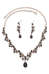 Alloy Rhinestone Necklace Earrings Jewelry CY0095 - COCOMELODY