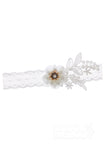 Lace Wedding Garter with Flower and Pearls CZ0189 - COCOMELODY
